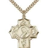 St. Philomena Vian Bos Jude Ger Medal, Gold Filled - 24&quot; 2.4mm Gold Plated Endless Chain