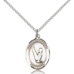 St. Christopher Gymnastics Medal, Sterling Silver, Medium - 18&quot; 1.2mm Sterling Silver Chain + Clasp