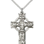 Celtic Cross Pendant, Sterling Silver - 18&quot; 1.2mm Sterling Silver Chain + Clasp