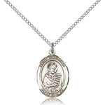 St. Christian Demosthenes Medal, Sterling Silver, Medium - 18&quot; 1.2mm Sterling Silver Chain + Clasp