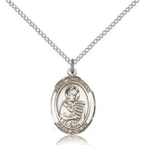 St. Christian Demosthenes Medal, Sterling Silver, Medium - 18&quot; 1.2mm Sterling Silver Chain + Clasp