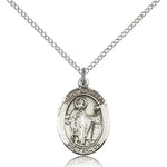 St. Richard Medal, Sterling Silver, Medium - 18&quot; 1.2mm Sterling Silver Chain + Clasp