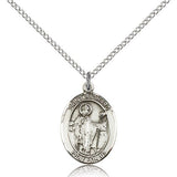 St. Richard Medal, Sterling Silver, Medium - 18&quot; 1.2mm Sterling Silver Chain + Clasp