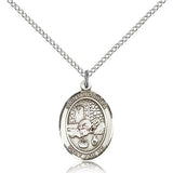 St. Rosalia Medal, Sterling Silver, Medium - 18&quot; 1.2mm Sterling Silver Chain + Clasp