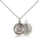 St. Michael the Archangel Medal, Sterling Silver - 18&quot; 1.2mm Sterling Silver Chain + Clasp