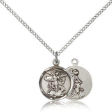 St. Michael the Archangel Medal, Sterling Silver - 18&quot; 1.2mm Sterling Silver Chain + Clasp