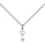 Chalice Medal, Sterling Silver - 18&quot; 1.2mm Sterling Silver Chain + Clasp