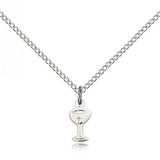 Chalice Medal, Sterling Silver - 18&quot; 1.2mm Sterling Silver Chain + Clasp