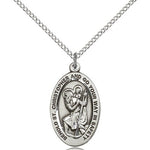 St. Christopher Medal, Sterling Silver - 18&quot; 1.2mm Sterling Silver Chain + Clasp