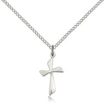 Cross Pendant, Sterling Silver - 18&quot; 1.2mm Sterling Silver Chain + Clasp