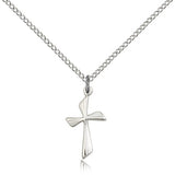 Cross Pendant, Sterling Silver - 18&quot; 1.2mm Sterling Silver Chain + Clasp