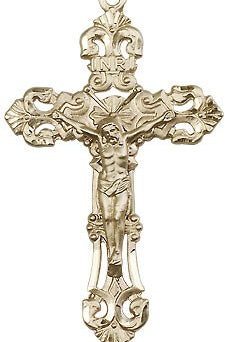 Crucifix Pendant, 14 Karat Gold - 14 KT Yellow Gold
