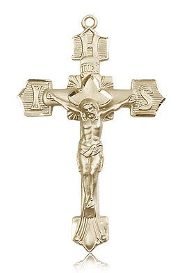 Crucifix Pendant, 14 Karat Gold - 14 KT Yellow Gold