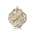 5 Way Cross Pendant, 14 Karat Gold - 14 KT Yellow Gold