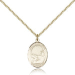 St. Sebastian Fishing Medal, Gold Filled, Medium - Gold-tone