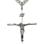 Crucifix Pendant, Sterling Silver - 24&quot; 2.4mm Rhodium Plate Endless Chain