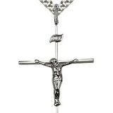 Crucifix Pendant, Sterling Silver - 24&quot; 2.4mm Rhodium Plate Endless Chain