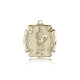 St. Florian Medal, 14 Karat Gold - 14 KT Yellow Gold