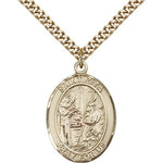 St. Zita Medal, Gold Filled, Large - 24&quot; 2.4mm Gold Plated Chain + Clasp