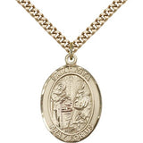St. Zita Medal, Gold Filled, Large - 24&quot; 2.4mm Gold Plated Chain + Clasp