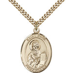 St. Paul the Apostle Medal, Gold Filled, Large - 24&quot; 2.4mm Gold Plated Chain + Clasp