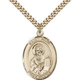 St. Paul the Apostle Medal, Gold Filled, Large - 24&quot; 2.4mm Gold Plated Chain + Clasp