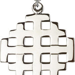 Jerusalem Cross Pendant, Sterling Silver - 24&quot; 2.4mm Rhodium Plate Endless Chain