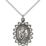 Our Lady of Perpetual Help Medal, Sterling Silver - 18&quot; 1.2mm Sterling Silver Chain + Clasp