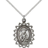 Our Lady of Perpetual Help Medal, Sterling Silver - 18&quot; 1.2mm Sterling Silver Chain + Clasp