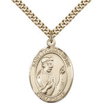 St. Thomas More Medal, Gold Filled, Large - 24&quot; 2.4mm Gold Plated Chain + Clasp