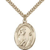 St. Thomas More Medal, Gold Filled, Large - 24&quot; 2.4mm Gold Plated Chain + Clasp