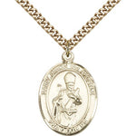 St. Simon Medal, Gold Filled, Large - 24&quot; 2.4mm Gold Plated Chain + Clasp