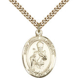 St. Simon Medal, Gold Filled, Large - 24&quot; 2.4mm Gold Plated Chain + Clasp