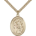 St. Felicity Medal, Gold Filled, Large - 24&quot; 2.4mm Gold Plated Chain + Clasp