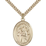 St. Felicity Medal, Gold Filled, Large - 24&quot; 2.4mm Gold Plated Chain + Clasp