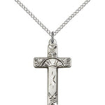 Cross Pendant, Sterling Silver - 18&quot; 1.2mm Sterling Silver Chain + Clasp