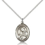 St. Rose of Lima Medal, Sterling Silver, Medium - 18&quot; 1.2mm Sterling Silver Chain + Clasp