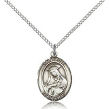 St. Rose of Lima Medal, Sterling Silver, Medium - 18&quot; 1.2mm Sterling Silver Chain + Clasp