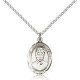St. Josephine Bakhita Medal, Sterling Silver, Medium - 18&quot; 1.2mm Sterling Silver Chain + Clasp