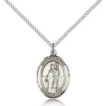 St. Patrick Medal, Sterling Silver, Medium - 18&quot; 1.2mm Sterling Silver Chain + Clasp