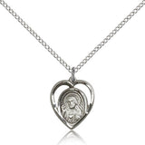Scapular Medal, Sterling Silver - 18&quot; 1.2mm Sterling Silver Chain + Clasp