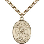 Our Lady of La Vang Medal, Gold Filled, Large - 24&quot; 2.4mm Gold Plated Chain + Clasp