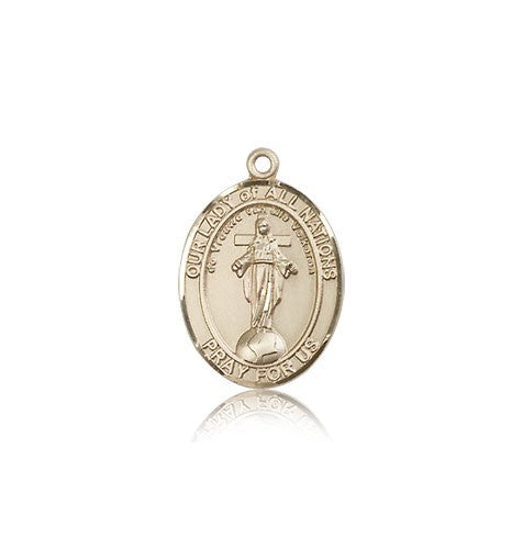 Our Lady of All Nations Medal, 14 Karat Gold, Medium - 14 KT Yellow Gold