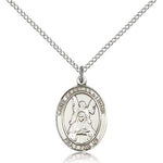 St. Frances of Rome Medal, Sterling Silver, Medium - 18&quot; 1.2mm Sterling Silver Chain + Clasp
