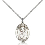 St. Dominic Savio Medal, Sterling Silver, Medium - 18&quot; 1.2mm Sterling Silver Chain + Clasp