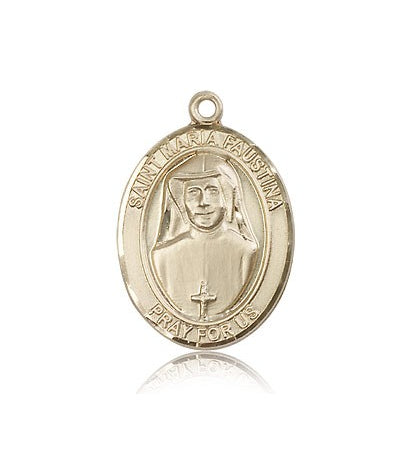 St. Maria Faustina Medal, 14 Karat Gold, Large - 14 KT Yellow Gold