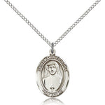 St. Maria Faustina Medal, Sterling Silver, Medium - 18&quot; 1.2mm Sterling Silver Chain + Clasp
