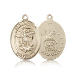 St. Michael Air Force Medal, 14 Karat Gold, Large - 14 KT Yellow Gold