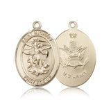 St. Michael Army Medal, 14 Karat Gold, Large - 14 KT Yellow Gold
