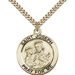 St. Joseph Medal, Gold Filled - 24&quot; 2.4mm Gold Plated Endless Chain